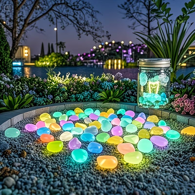 Aquarium Plant Growth - 300PCS Luminous Pebble Set,0.9-1.5cm Resin Glow