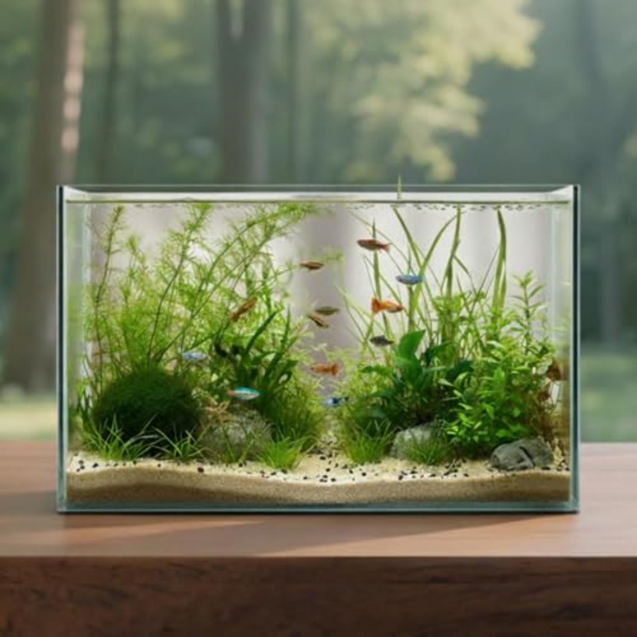 Planted Aquarium Bowl - Glass Fish Tank Open-Back Lid Small