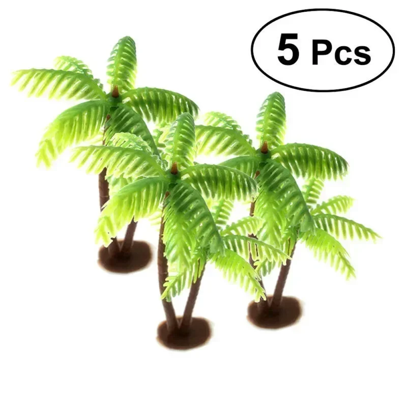 Aquarium Planted Substrate - 5Pcs Mini Plastic Coconut Palm Tree