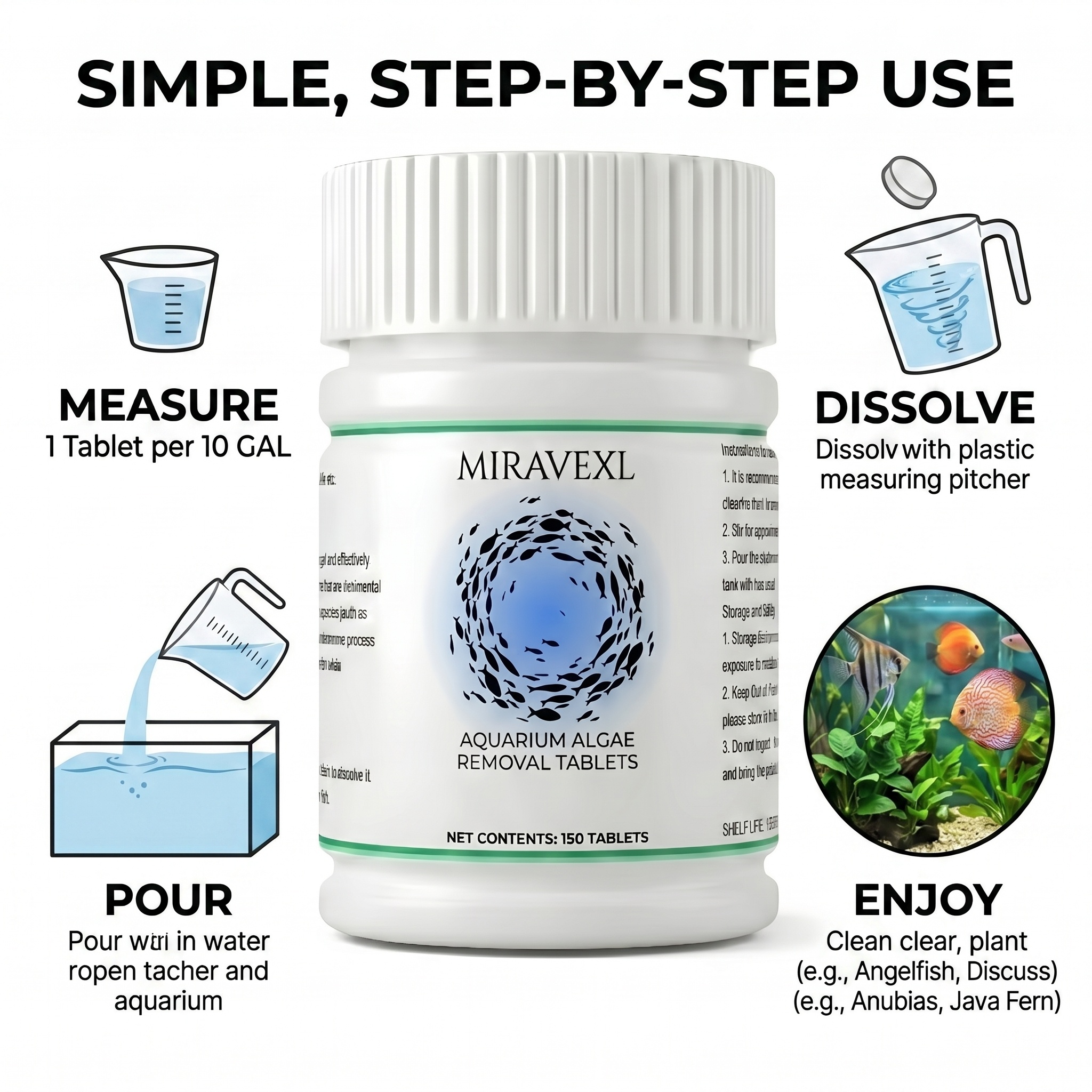 150 Ct Aquarium Algae Removal  - Aquarium Plant Vitamins reseña y precio
